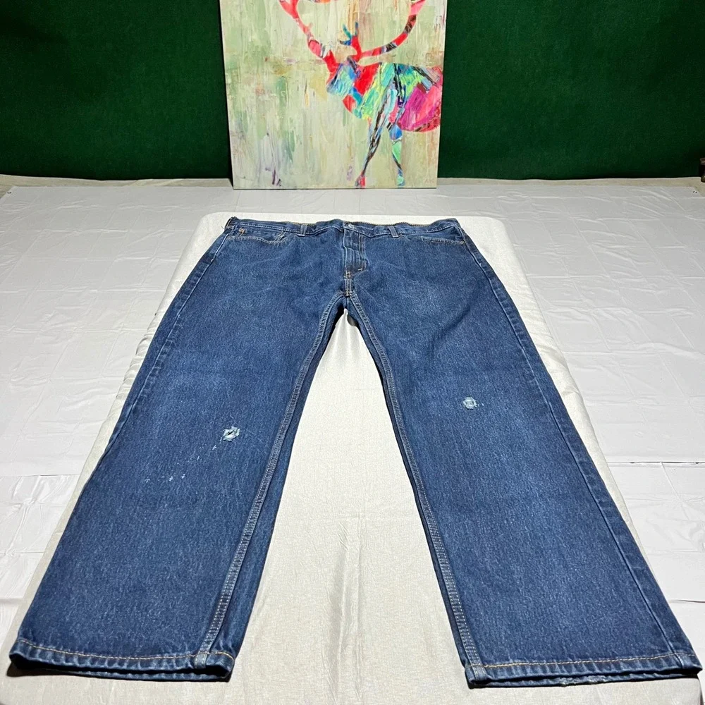 Levis 505 Regular Fit Straight Leg Jeans Mens 42x32 Medium Wash Blue 00505-0216